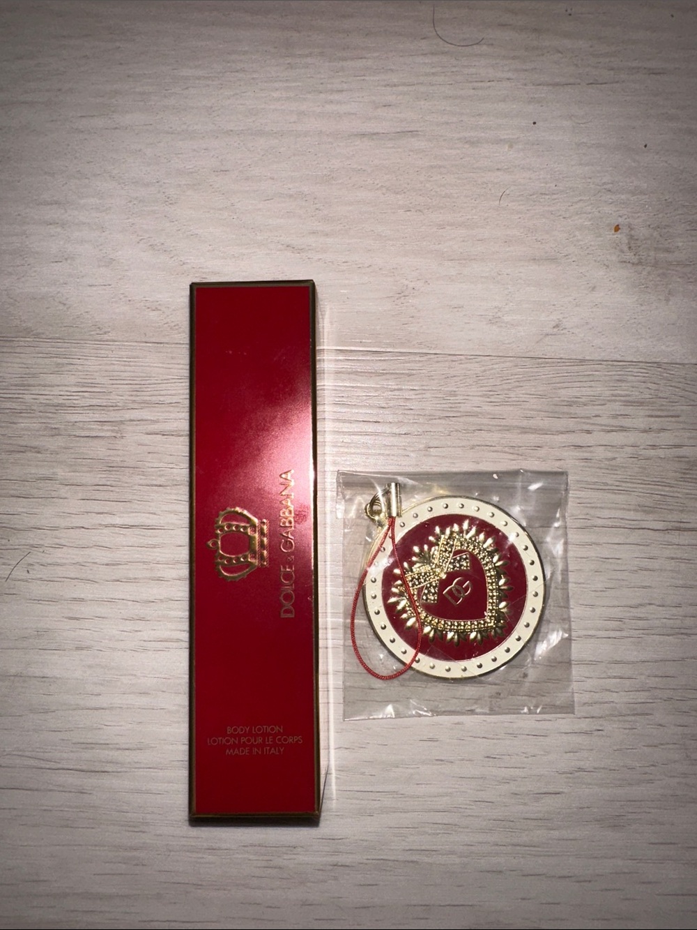 Dolce & Gabbana body lotion & Gold Heart key chain